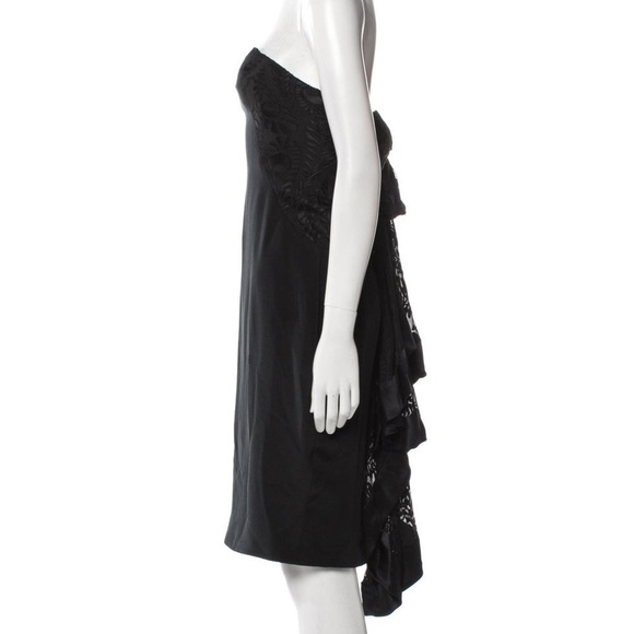 🎉Marchesa Notte,Silk Dress,Black,Ruffle Embellishment,Strapless,Stunning,Size 2 - Picture 1 of 14